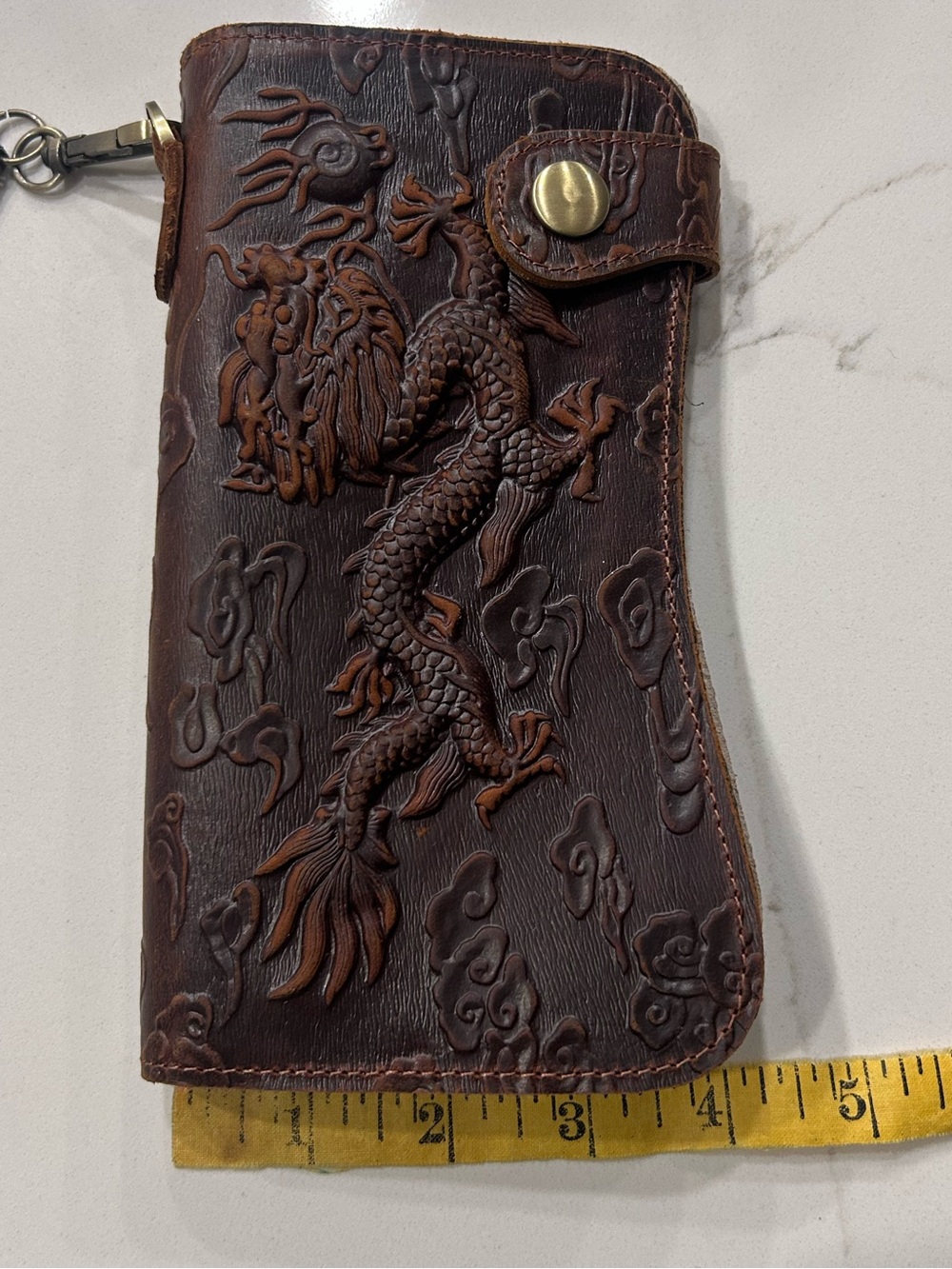 Brown Embossed Dragon Faux Leather Chain Wallet -Unbranded - Picture 6 of 6